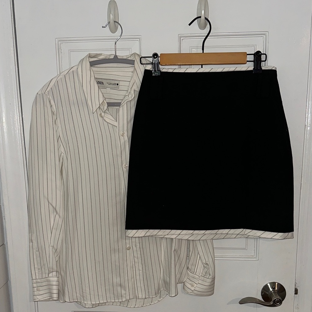 Zara Black Mini Skirt with Contrast Hem